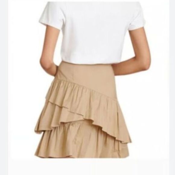 Veronica Beard Jeans Noha Flared Ruffle T-Shirt Mini Dress stretch cotton ruffle - Picture 10 of 11